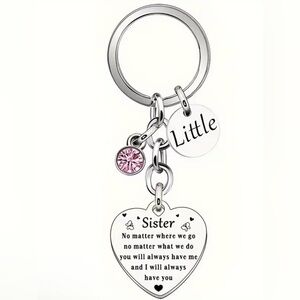 Stainless Steel Sisterly Love Keychain with Inspirational Quote in Gift Box